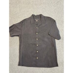Tommy Bahama Mens Large Blue 100% Silk 7 Wonders of the World Embroidered Shirt